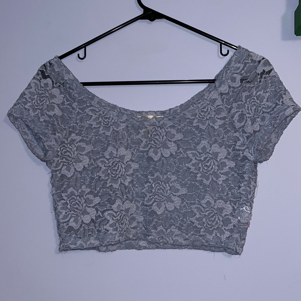 C’est Toi Lace Floral Purple Crop Top